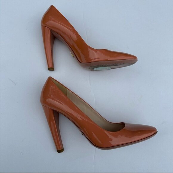 Prada Women's Pink Vero Cuoio Patent Leather Designer Heels EU 37.5/ US 7 - Picture 7 of 13